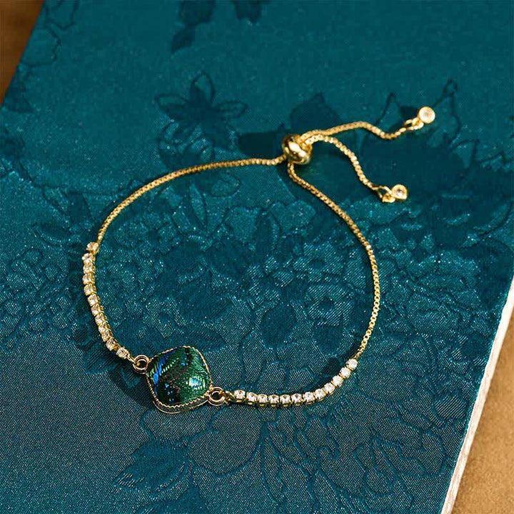 Buddha Stones Kupferfarbenes Glückslied Brokat Quadratisches verstellbares Armband - image 3