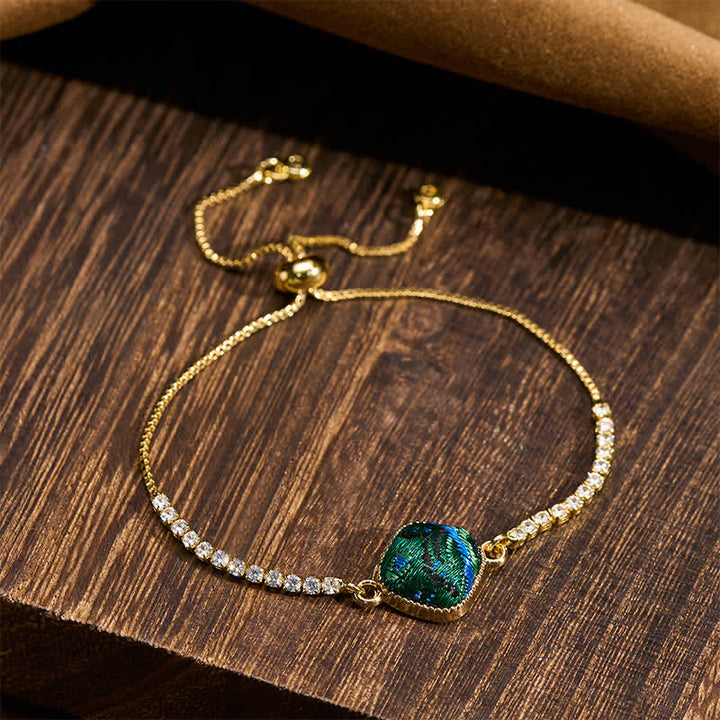 Buddha Stones Kupferfarbenes Glückslied Brokat Quadratisches verstellbares Armband - image 1