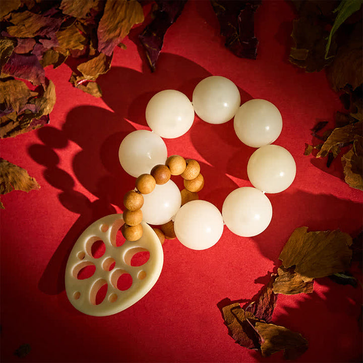 Buddha Stones Anhänger aus weißer Bodhi-Samen-Lotuswurzel – Glücksbringer, taktile Meditationsperlen – Dekorationen - image 2