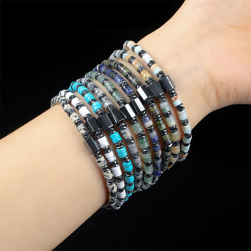 Buddha Stones Sodalith-Hämatit-Erdungswürfel-Abstandshalter-Armband - image 1