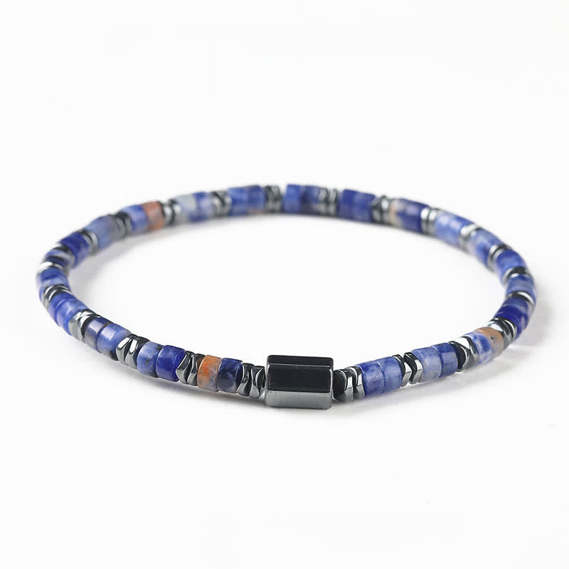 Buddha Stones Sodalith-Hämatit-Erdungswürfel-Abstandshalter-Armband - Sodalith (Logik ♥ Wahrheit) (Handgelenkumfang: 16-17 cm) - image 0