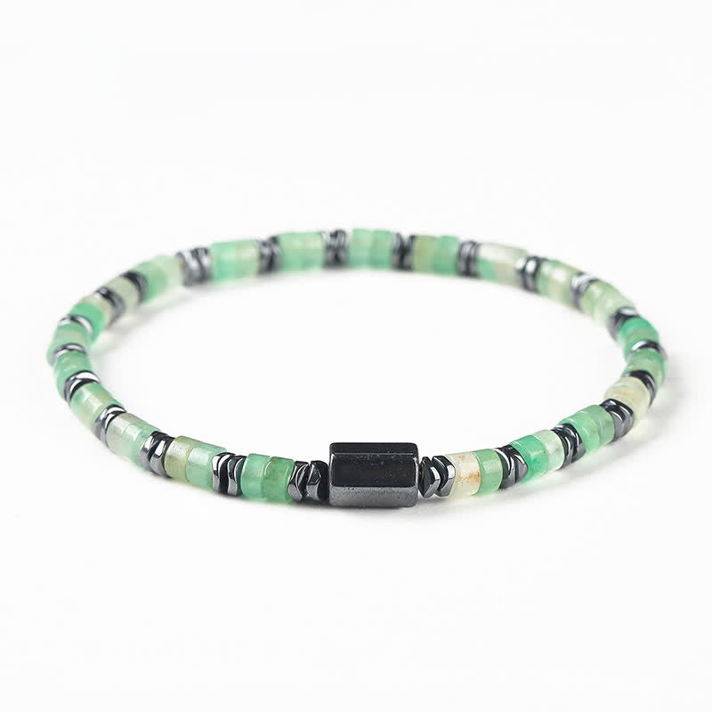 Buddha Stones Sodalith-Hämatit-Erdungswürfel-Abstandshalter-Armband - Grüner Aventurin (Glück ♥ Gelegenheit) (Handgelenkumfang: 16-17 cm) - image 2