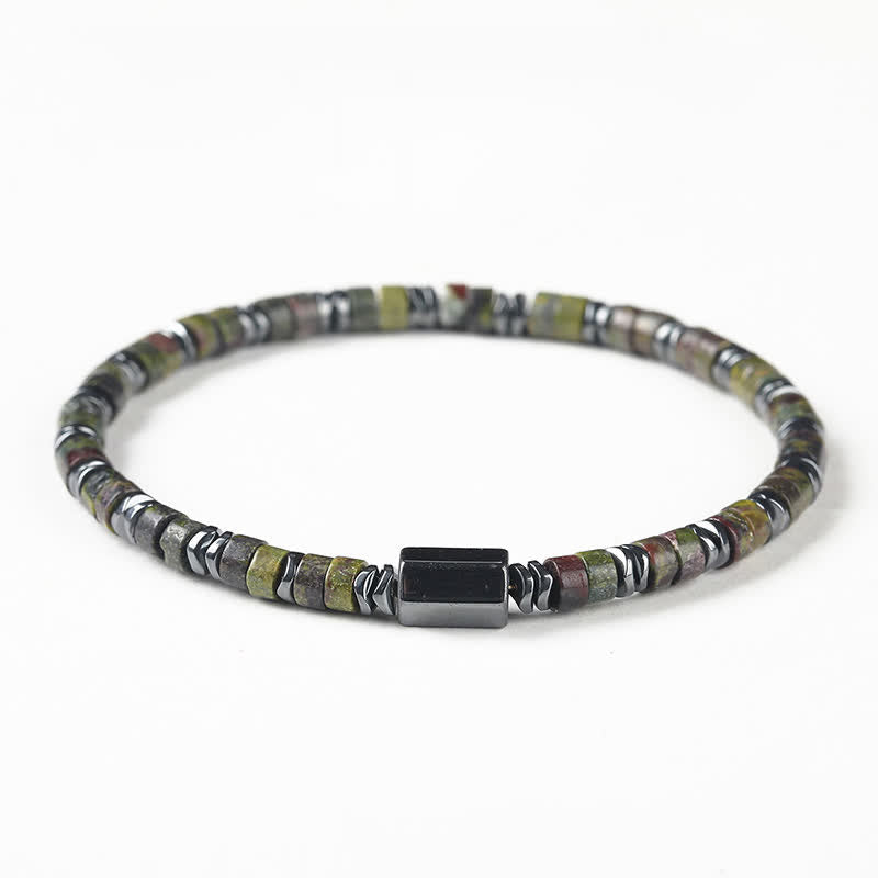 Buddha Stones Sodalith-Hämatit-Erdungswürfel-Abstandshalter-Armband - Drachenblutjaspis (Mut ♥ Heilung) (Handgelenkumfang: 16-17 cm) - image 12