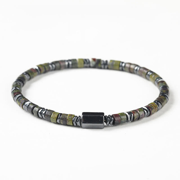 Buddha Stones Sodalith-Hämatit-Erdungswürfel-Abstandshalter-Armband - Drachenblutjaspis (Mut ♥ Heilung) (Handgelenkumfang: 16-17 cm) - image 12
