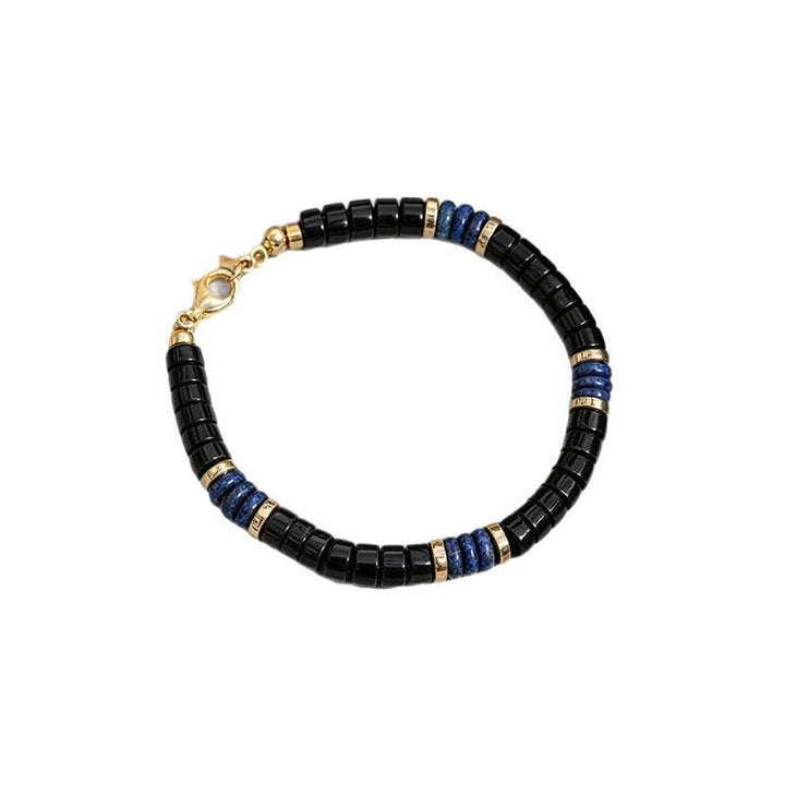 Buddha Stones Armband aus Lapislazuli- und Onyxperlen mit Wahrheitswürfel-Motiv - image 7