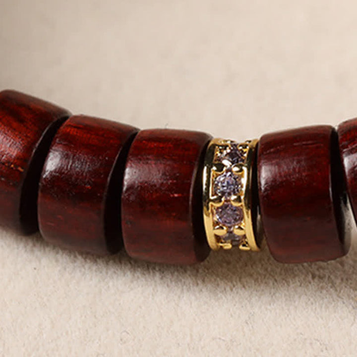 Buddha Stones Minimalistisches Armband aus rotem Rosenholz und Ebenholz mit Erdungsperlen - image 7