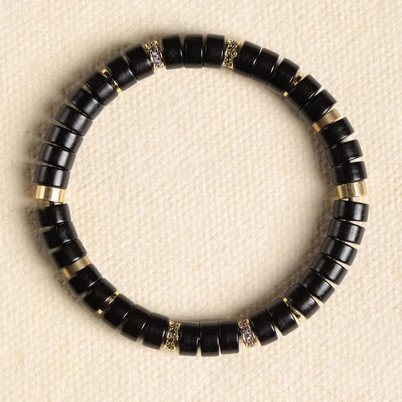 Buddha Stones Minimalistisches Armband aus rotem Rosenholz und Ebenholz mit Erdungsperlen - Ebenholz (Erdung ♥ Schutz) (Handgelenkumfang: 15-17 cm) - image 8
