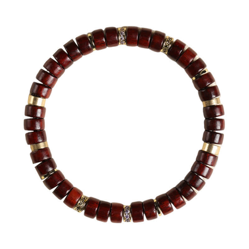 Buddha Stones Minimalistisches Armband aus rotem Rosenholz und Ebenholz mit Erdungsperlen - image 3