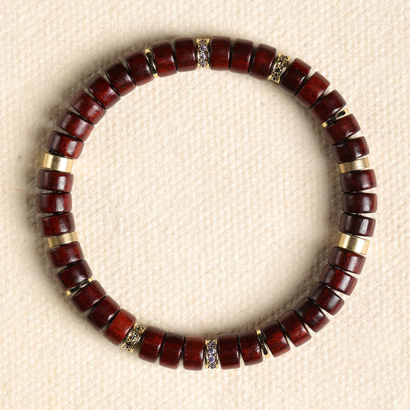 Buddha Stones Minimalistisches Armband aus rotem Rosenholz und Ebenholz mit Erdungsperlen - Rotes Rosenholz (Meditation ♥ Erdung) (Handgelenkumfang: 15-17 cm) - image 2