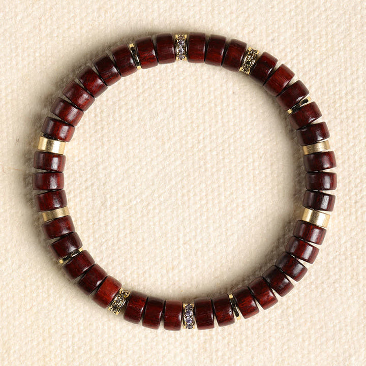 Buddha Stones Minimalistisches Armband aus rotem Rosenholz und Ebenholz mit Erdungsperlen - Rotes Rosenholz (Meditation ♥ Erdung) (Handgelenkumfang: 15-17 cm) - image 2