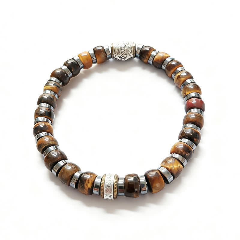 Buddha Stones Armband aus natürlichem Tigerauge, antiksilbernem Löwenmotiv und Vertrauensperlen - image 4