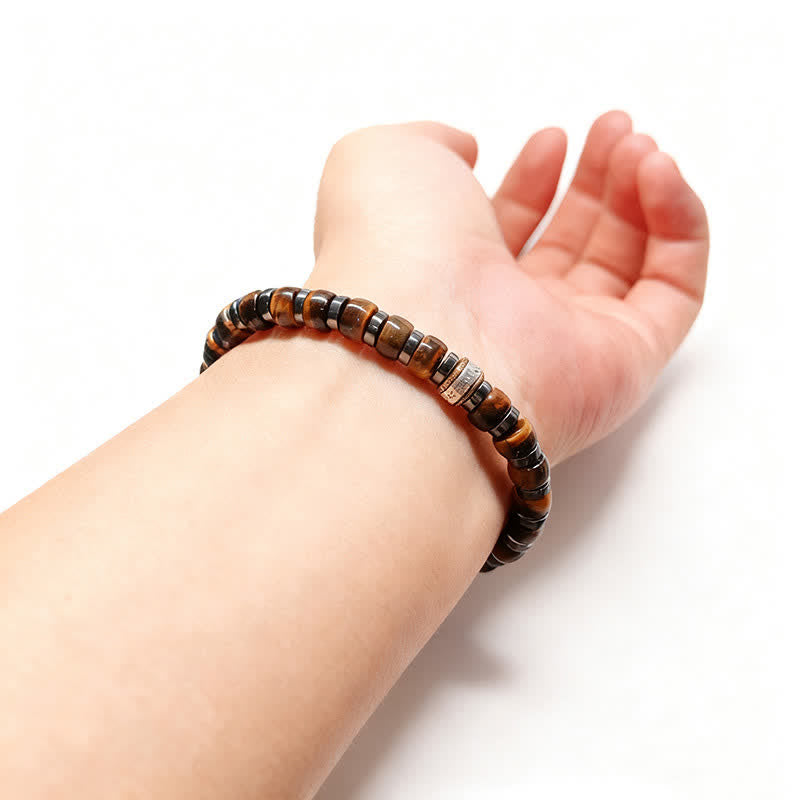 Buddha Stones Armband aus natürlichem Tigerauge, antiksilbernem Löwenmotiv und Vertrauensperlen - image 12
