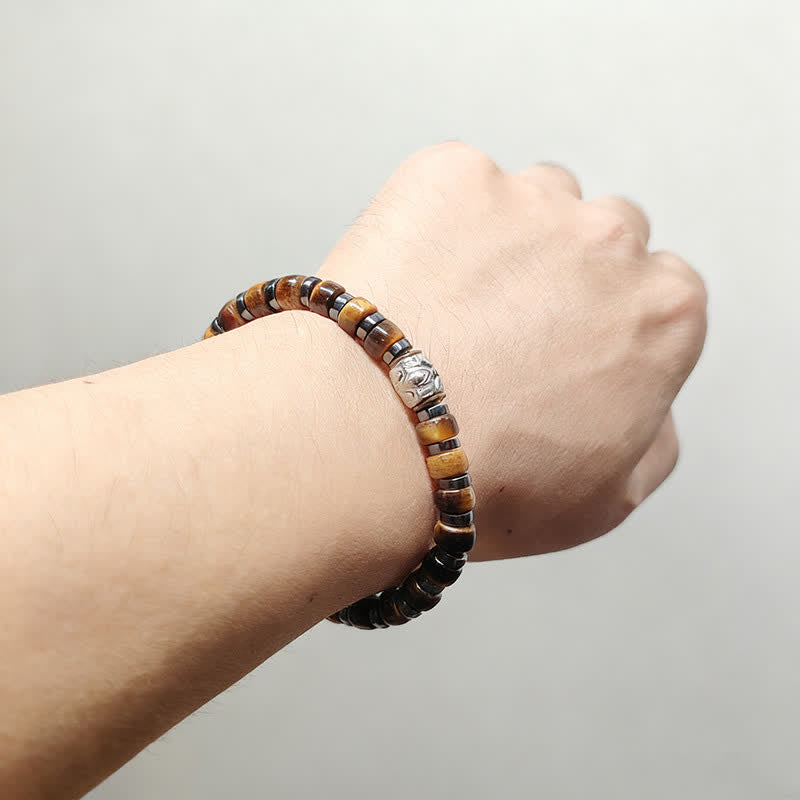 Buddha Stones Armband aus natürlichem Tigerauge, antiksilbernem Löwenmotiv und Vertrauensperlen - image 11