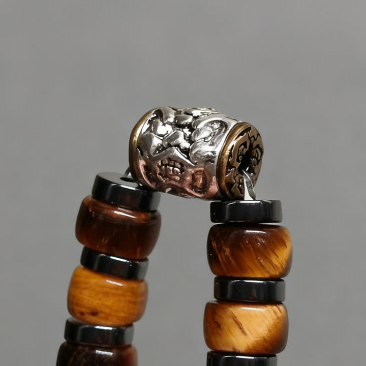 Buddha Stones Armband aus natürlichem Tigerauge, antiksilbernem Löwenmotiv und Vertrauensperlen - image 13