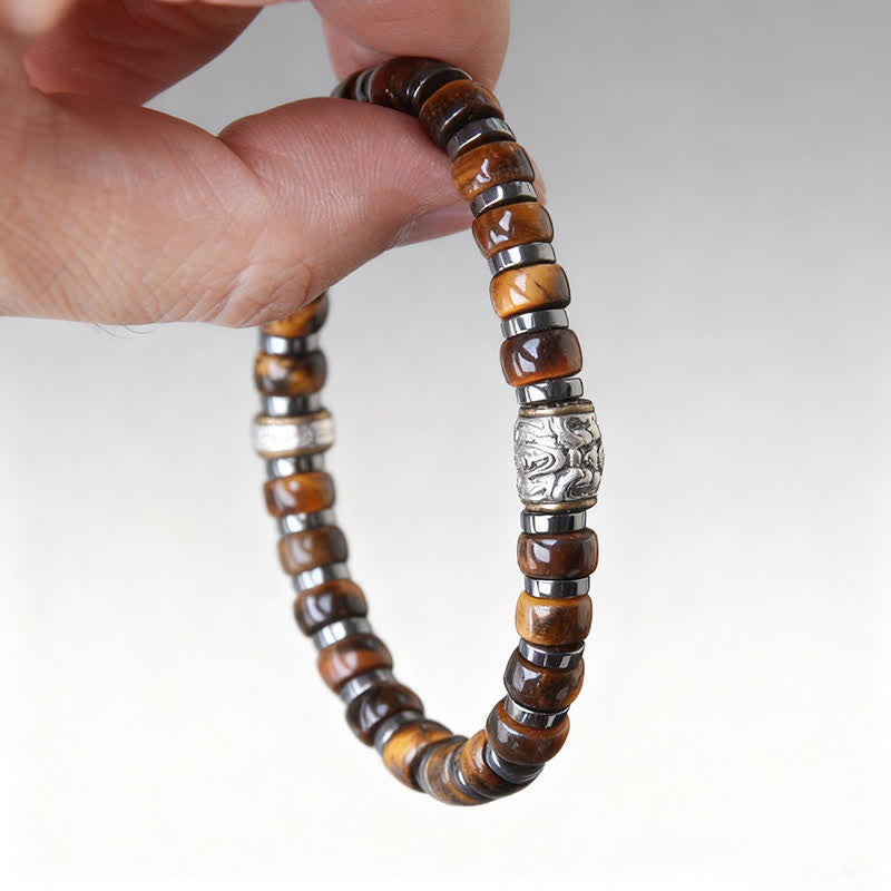 Buddha Stones Armband aus natürlichem Tigerauge, antiksilbernem Löwenmotiv und Vertrauensperlen - image 8