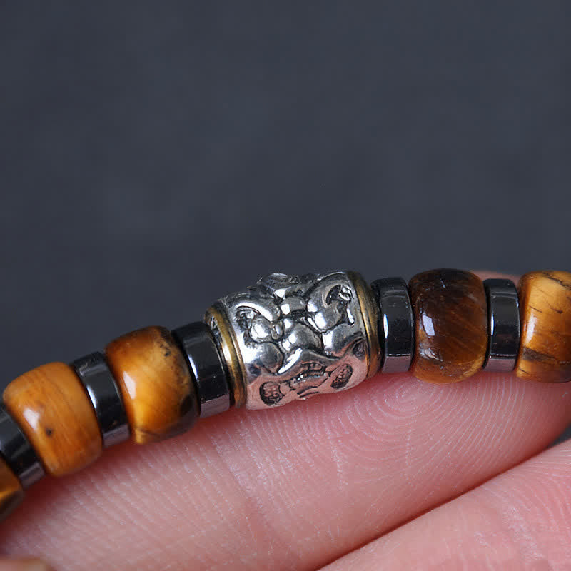 Buddha Stones Armband aus natürlichem Tigerauge, antiksilbernem Löwenmotiv und Vertrauensperlen - image 14