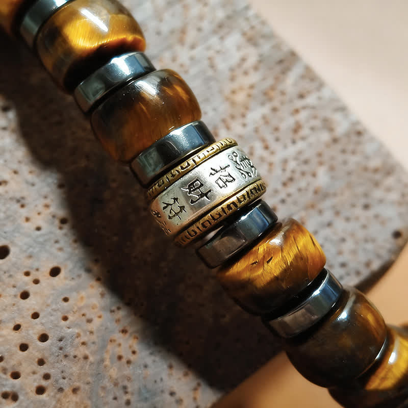 Buddha Stones Armband aus natürlichem Tigerauge, antiksilbernem Löwenmotiv und Vertrauensperlen - image 15