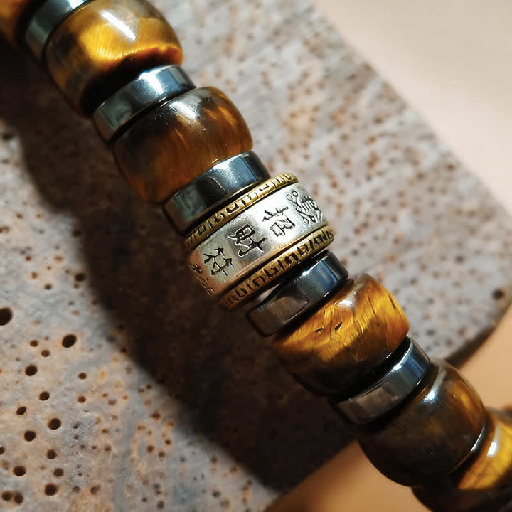 Buddha Stones Armband aus natürlichem Tigerauge, antiksilbernem Löwenmotiv und Vertrauensperlen - image 15