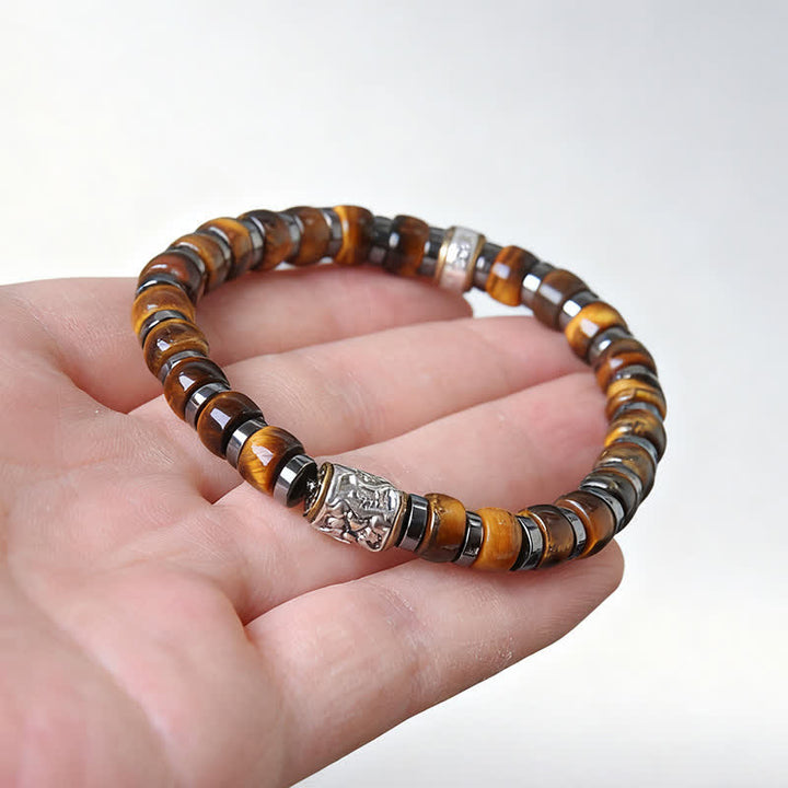Buddha Stones Armband aus natürlichem Tigerauge, antiksilbernem Löwenmotiv und Vertrauensperlen - image 9