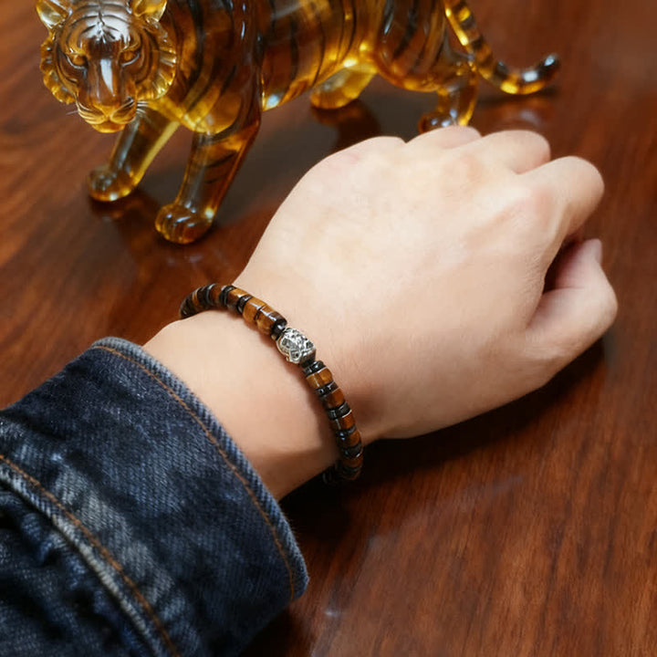 Buddha Stones Armband aus natürlichem Tigerauge, antiksilbernem Löwenmotiv und Vertrauensperlen - image 10