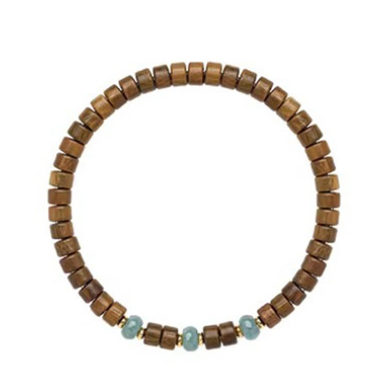 Buddha Stones Armband aus grünem Sandelholz, Serenity Jade und Fassperlen - image 8