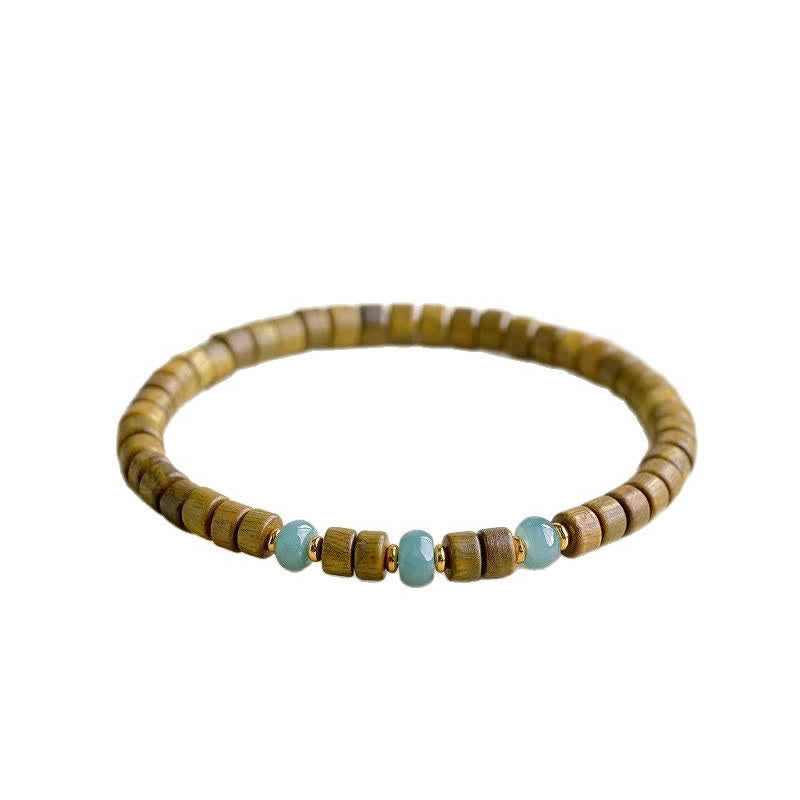 Buddha Stones Armband aus grünem Sandelholz, Serenity Jade und Fassperlen - image 4