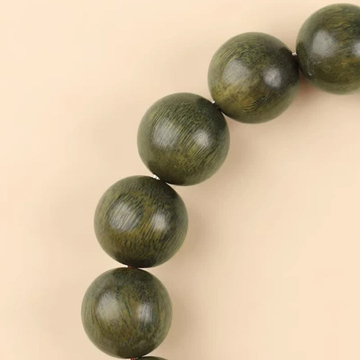 Buddha Stones Armband aus grünem Sandelholz, Serenity Jade und Fassperlen - image 9