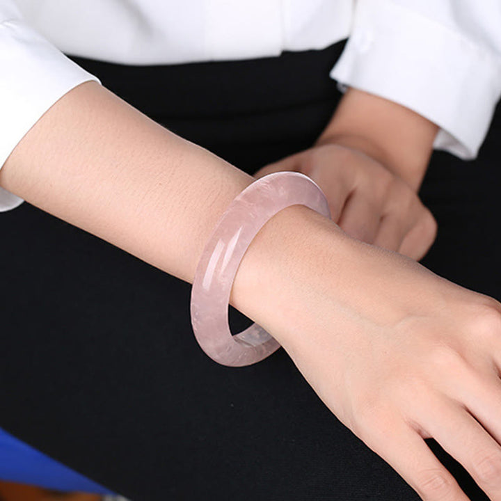 Buddha Stones Natürlicher Rosenquarz Love Caring Armband Armreif - image 3