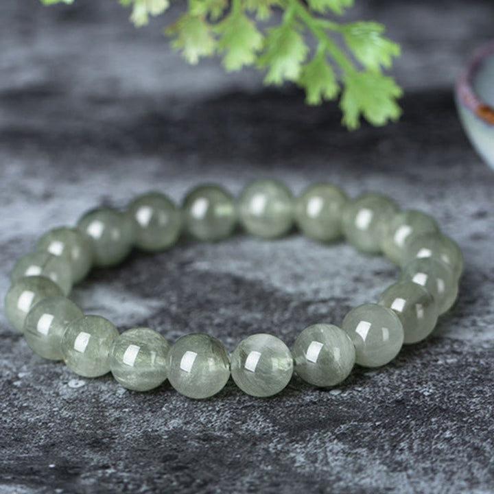 Armband mit Buddha Stonesn, natürlichem grünen Kristall, Segen, Reichtum - Hellgrün - 10 mm - image 0