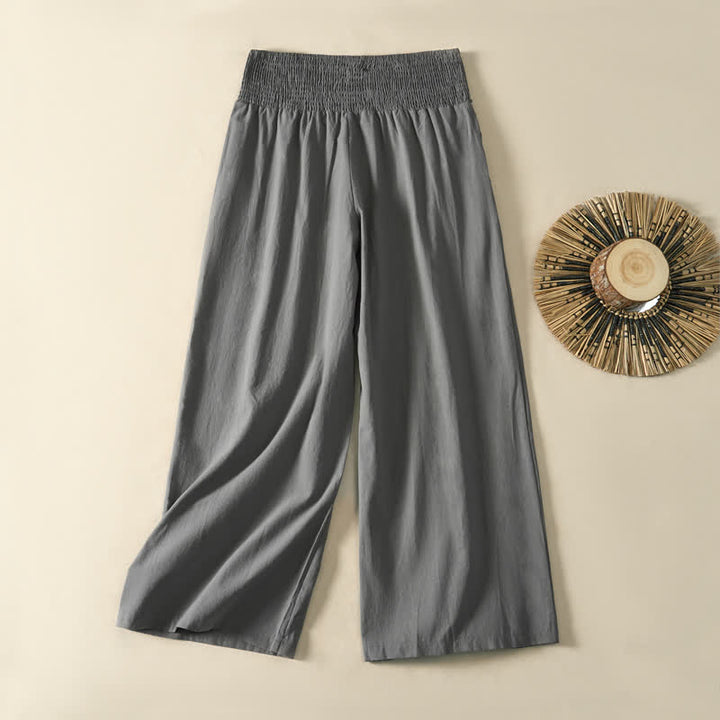 Buddha Stones Lässige, minimalistische lange Damenhose für Frühling und Sommer mit weitem Bein und Tasche - image 15