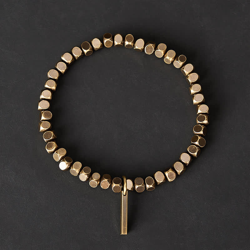 Buddha Stones 4 mm kleine quadratische Perlen Messing-Heilarmband - image 1