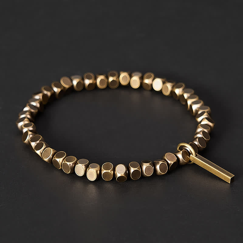 Buddha Stones 4 mm kleine quadratische Perlen Messing-Heilarmband - image 2