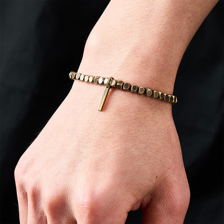 Buddha Stones 4 mm kleine quadratische Perlen Messing-Heilarmband - image 4