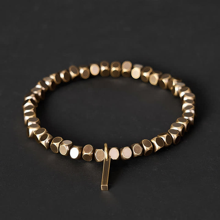 Buddha Stones 4 mm kleine quadratische Perlen Messing-Heilarmband - Handgelenkumfang: 20–21 cm (7,9–8,2 Zoll) - image 0