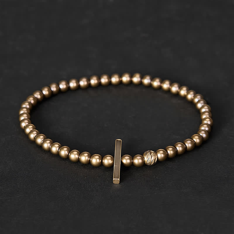 Buddha Stones 4 mm kleine runde Perlen Messing-Heilarmband - Handgelenkumfang: 20–21 cm (7,9–8,2 Zoll) - image 0