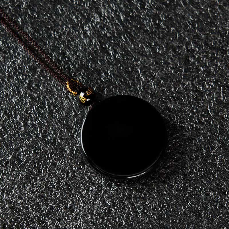 Buddha Stones Schwarze Obsidian-Schutzkette in runder Form, geflochtenes Seil - image 6