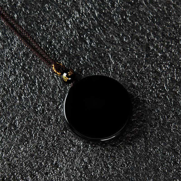 Buddha Stones Schwarze Obsidian-Schutzkette in runder Form, geflochtenes Seil - image 6