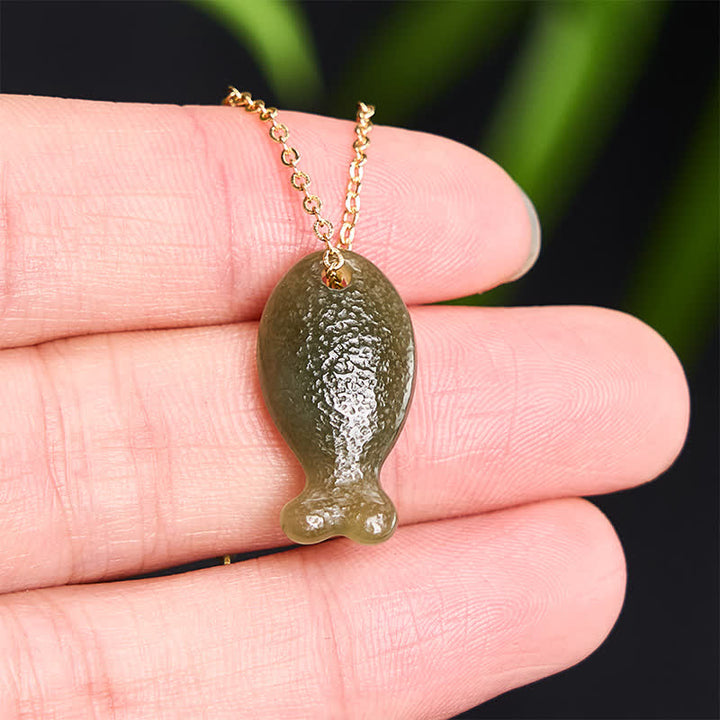 Buddha Stones Jade-Anhänger „Kleiner Fisch“ – handgeschnitzt - image 4