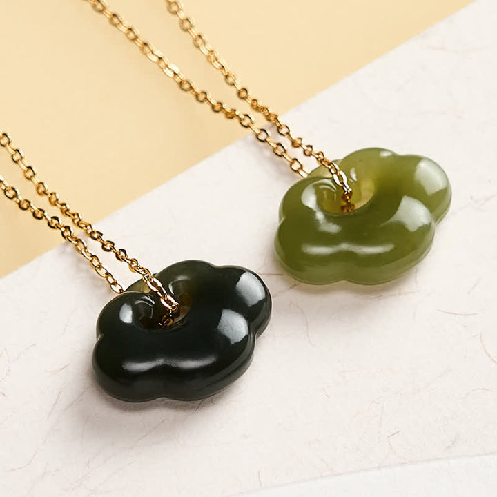 Buddha Stones Vintage-Halskette mit Jade-Anhänger „Glückswolke“ - 925 Sterlingsilber (Segen♥Ruhe) - Dunkelgrün - Natürlicher Jade (Farbe kann variieren) - image 4