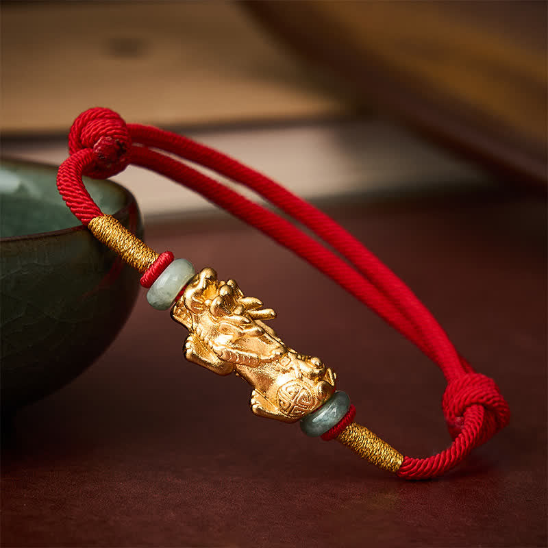 Buddha Stones Kupfer Pi Xiu Reichtum Rotes Schnurarmband - Roter Faden (Schutz♥Glück) - image 0