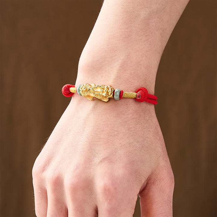 Buddha Stones Kupfer Pi Xiu Reichtum Rotes Schnurarmband - image 4