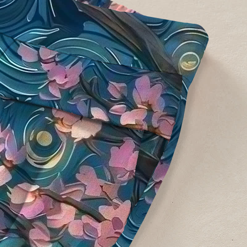 Buddha Stones Baumwoll-Leinen-Mischgewebe, verzauberter Wald, schwarzes Katzenmuster, Damenhose mit elastischem Bund, weitem Bein und Taschen - image 2