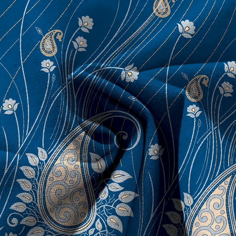 Buddha Stones Damenhose aus Baumwoll-Leinen-Mischgewebe mit Paisley-Blumenmuster, elastischem Bund, weitem Bein und Taschen - image 3