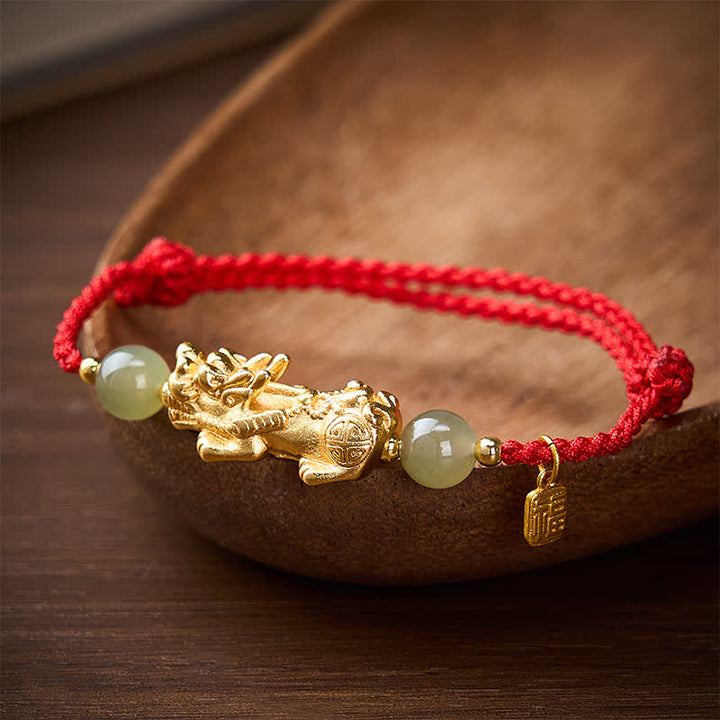 Buddha Stones Kupferarmband mit Pi-Xiu-Fu-Motiv und rotem Faden - image 1