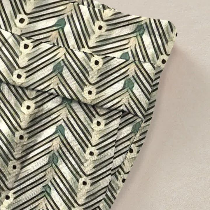 Buddha Stones Damenhose aus Baumwoll-Leinen-Mischgewebe mit geometrischem Zickzackmuster im Bohème-Stil, elastischem Bund, weitem Bein und Taschen - image 2