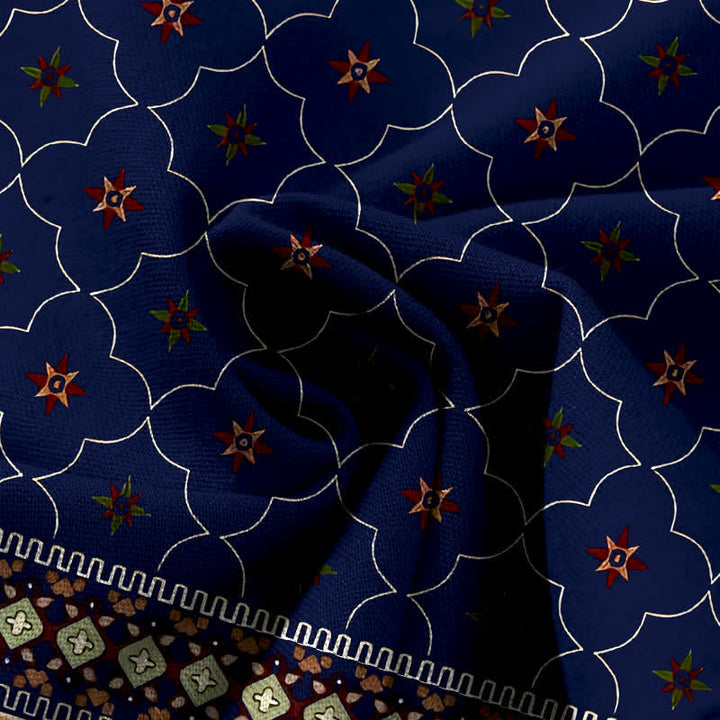 Buddha Stones Damenhose aus Baumwoll-Leinen-Mischgewebe mit geometrischem Blumenmuster im Bohème-Stil, elastischem Bund, weitem Bein und Taschen - image 3