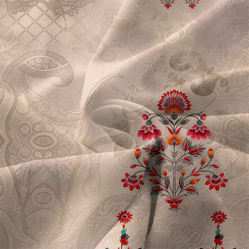 Buddha Stones Sommerliches, lässiges Vintage-Sommerkleid für Damen mit geometrischem, kleinem, rotem Blumenmuster, ärmellos, Midi-Länge und Taschen - image 3