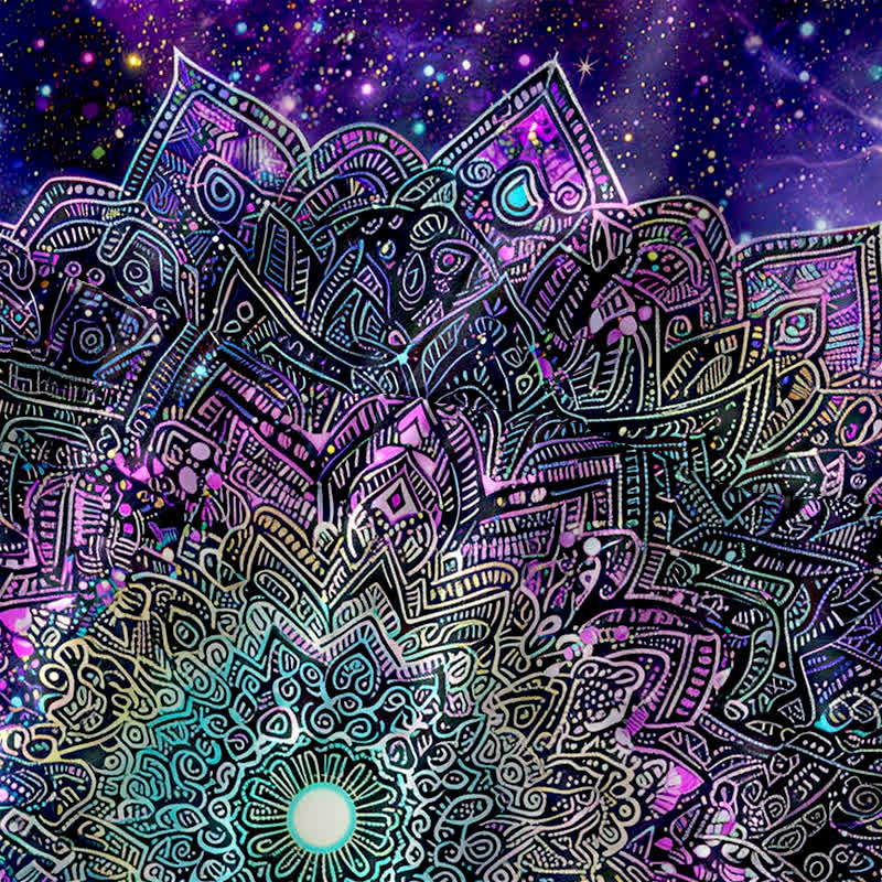 Buddha Stones Lässiges, ärmelloses Midikleid für Damen mit kosmischem Mandala-Galaxie-Muster und Taschen - image 1