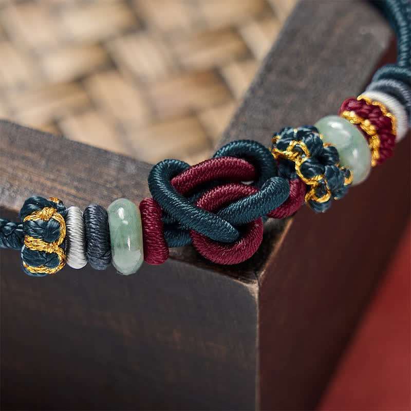 Buddha Stones Handgewebtes Armband aus Jade mit Herzknoten und geflochtener Kordel - image 19