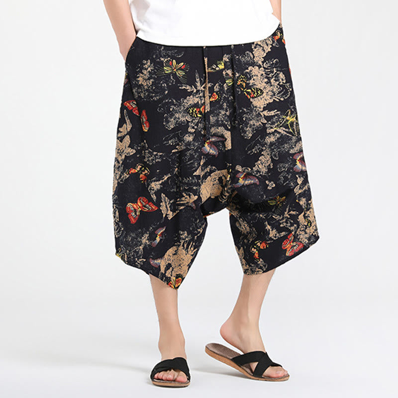 Buddha Stones Sommerliche Boho-Caprihose mit Kordelzug, abstraktem geometrischem Muster und Tasche - image 25
